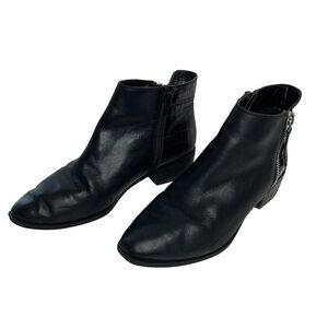 Aldo Reravia Women's Black Leather Croc Zip Ankle Boots size 10